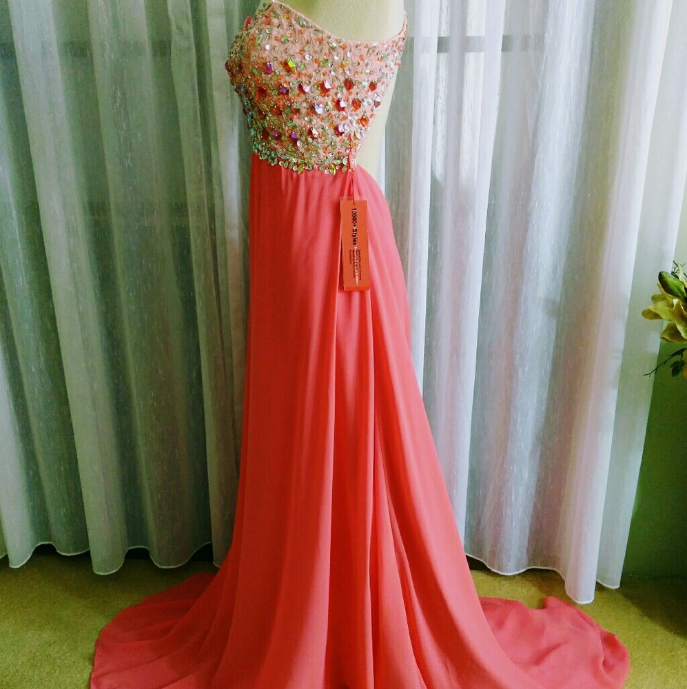 Coral  size s formal / prom gown Jewel bodice